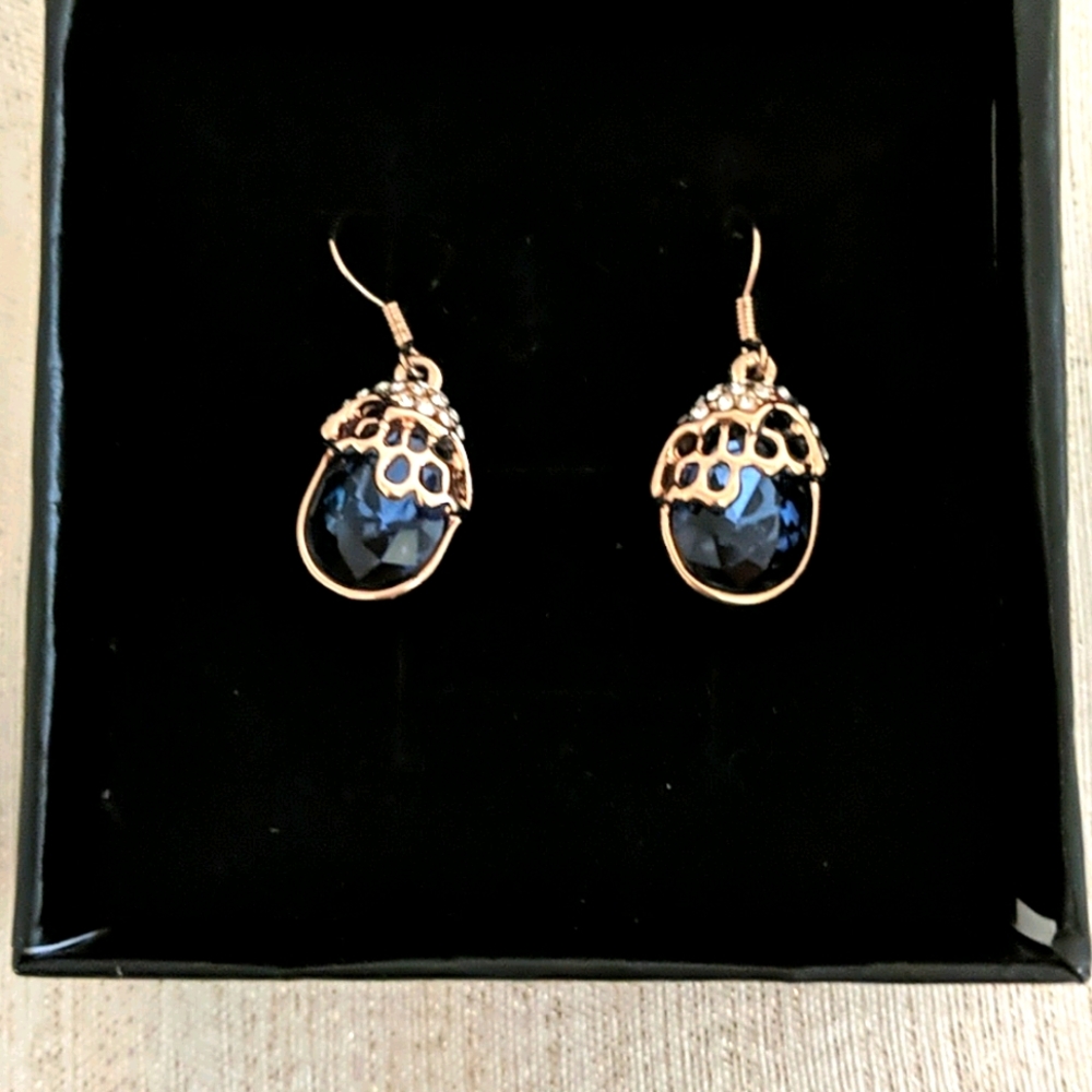 Rose gold and blue earrings
